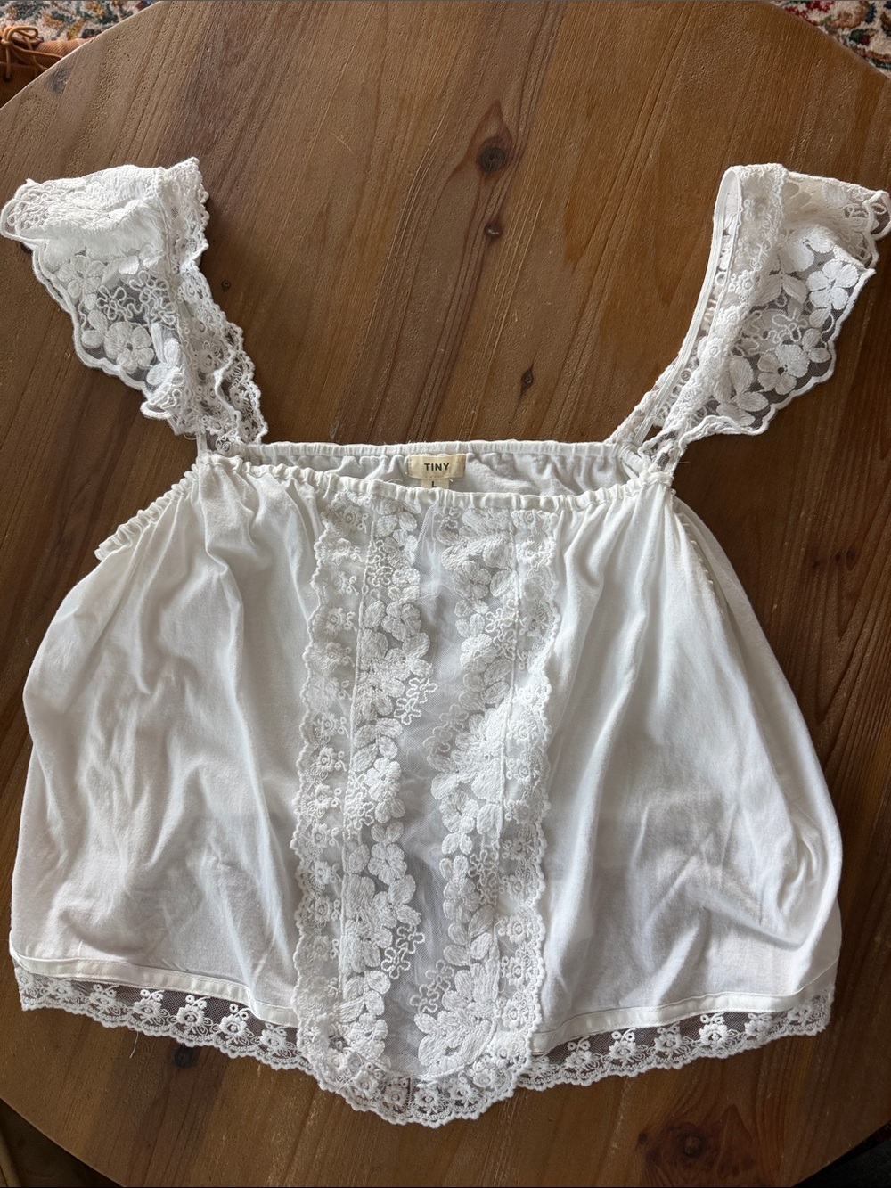 TINY Anthropologie White Lace Crop Top